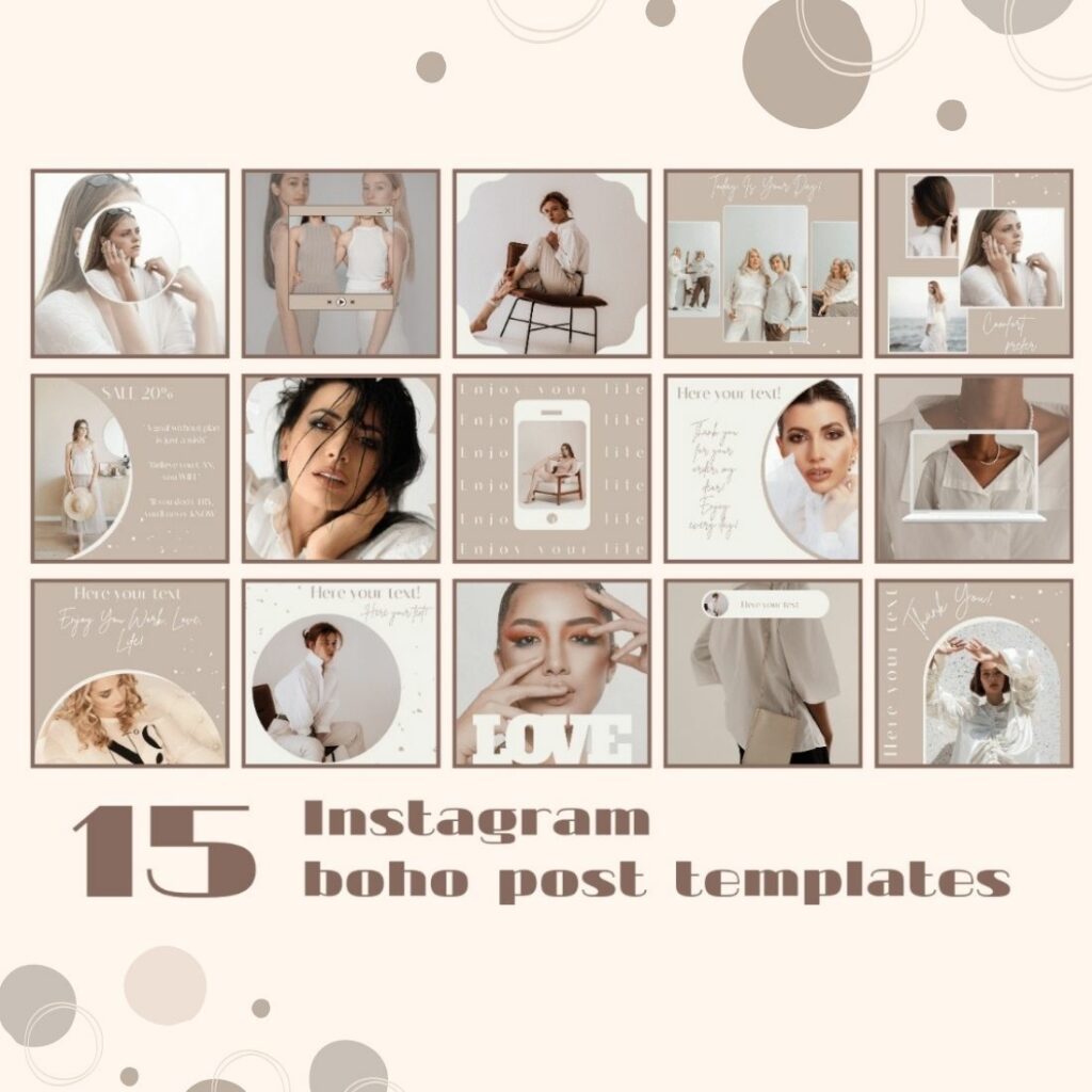 15 Blank Boho Canva Instagram Post Templates - MasterBundles