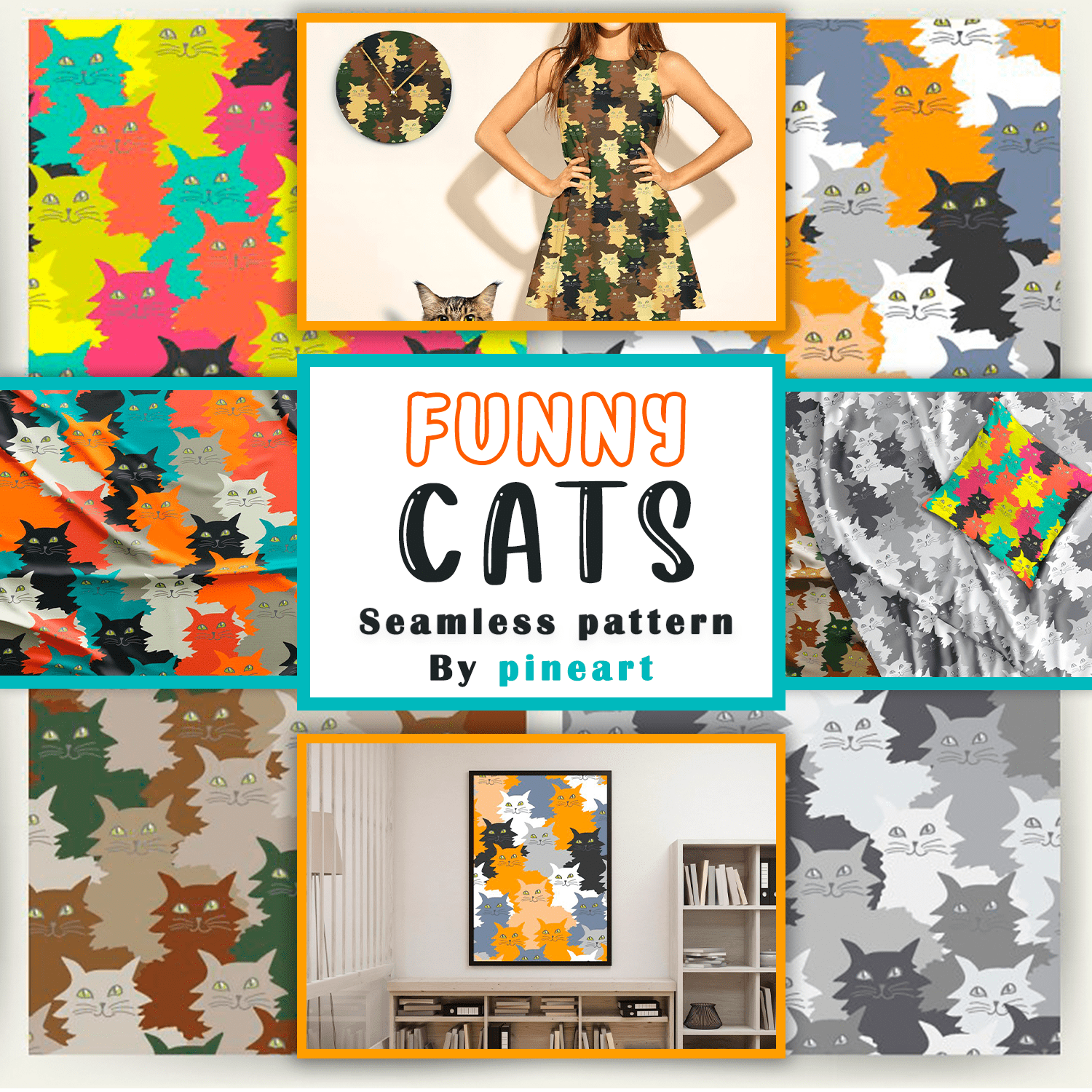Seamless pattern with cats cover.