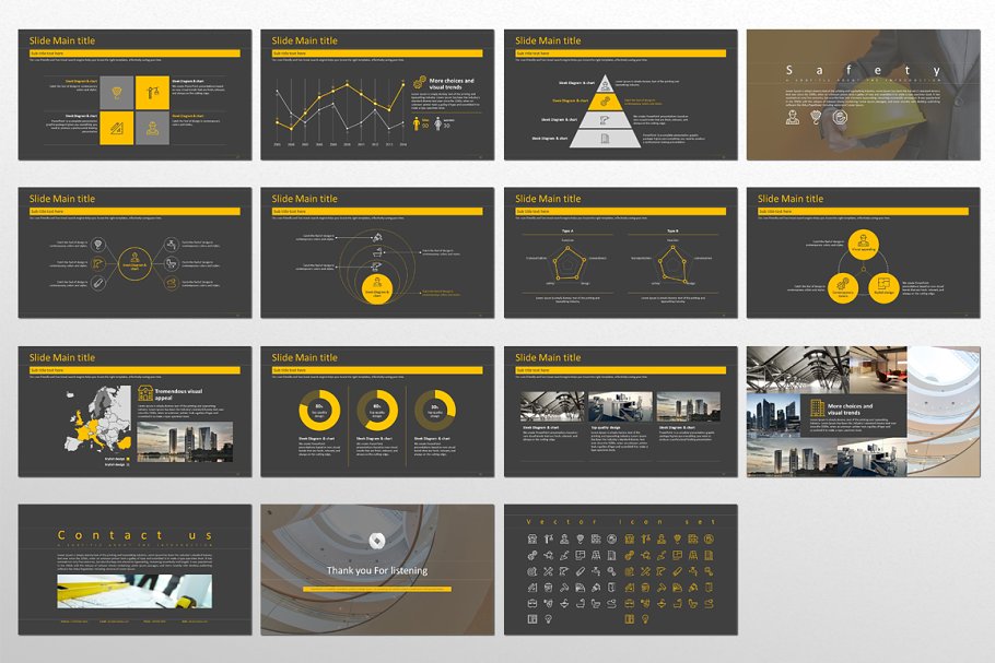 If you need presentation templates for architecture or construction industry or business, templates containing industrial related images or photos, and etc., you will love this presentation template.