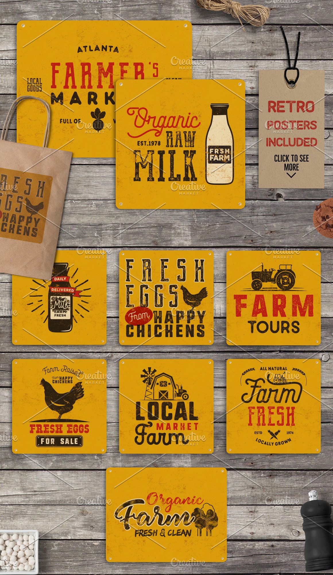 Vintage logos for natural products.