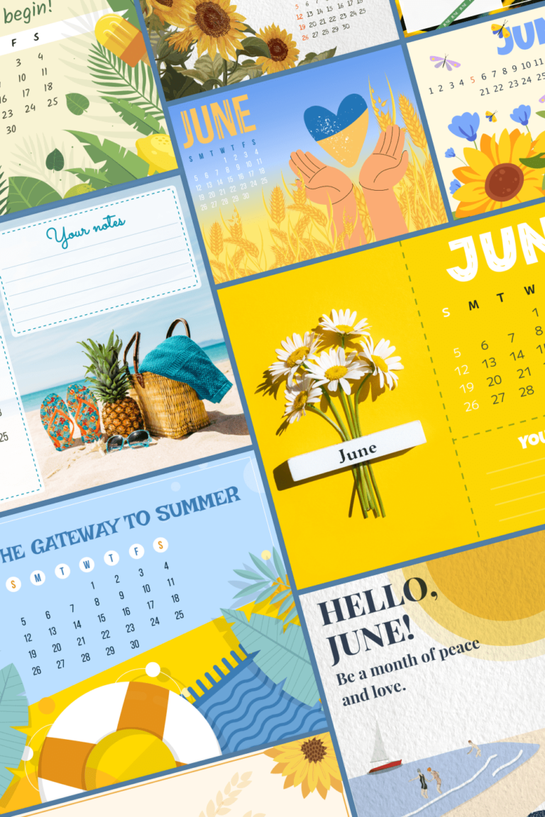 10 Free Editable June Calendars – MasterBundles