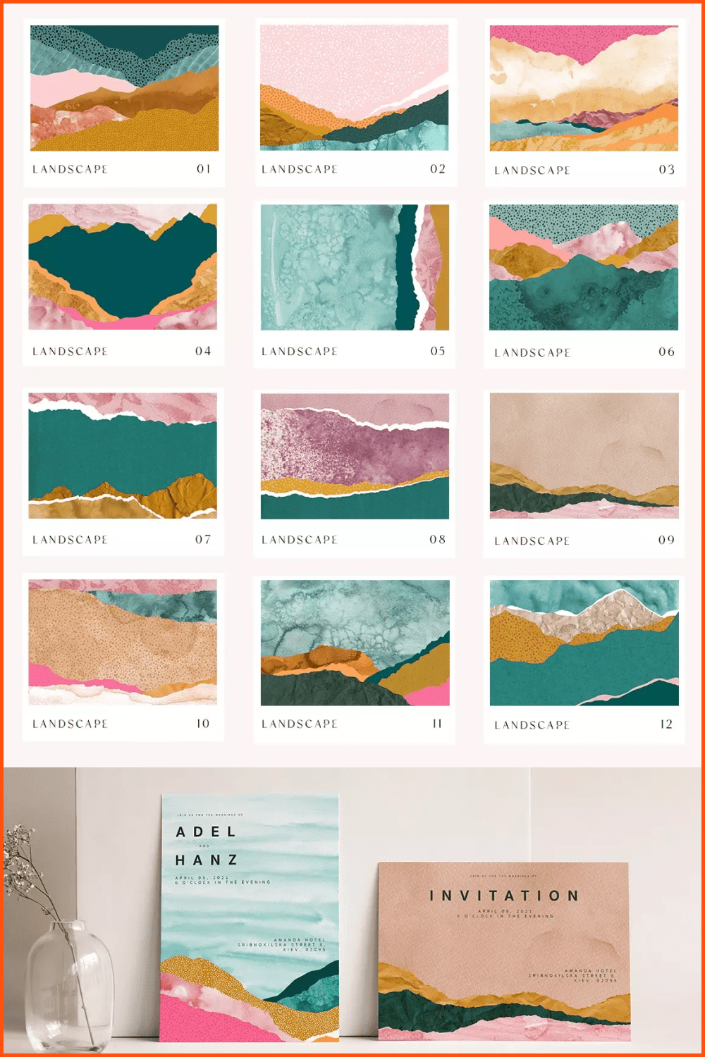 70 Abstract Landscape Collage Shapes.