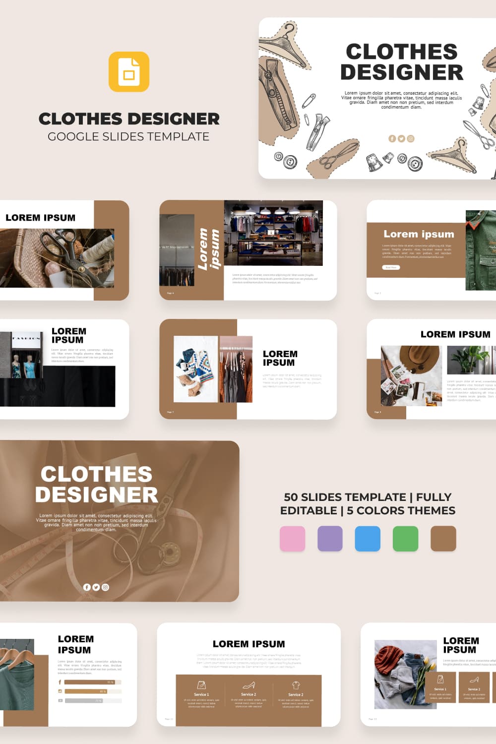 Clothes Designer Fashion Google Slides Theme.