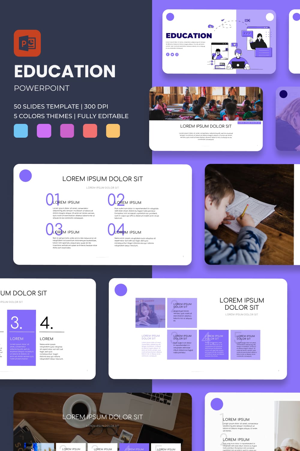 Education Powerpoint Template: 50 Slides.