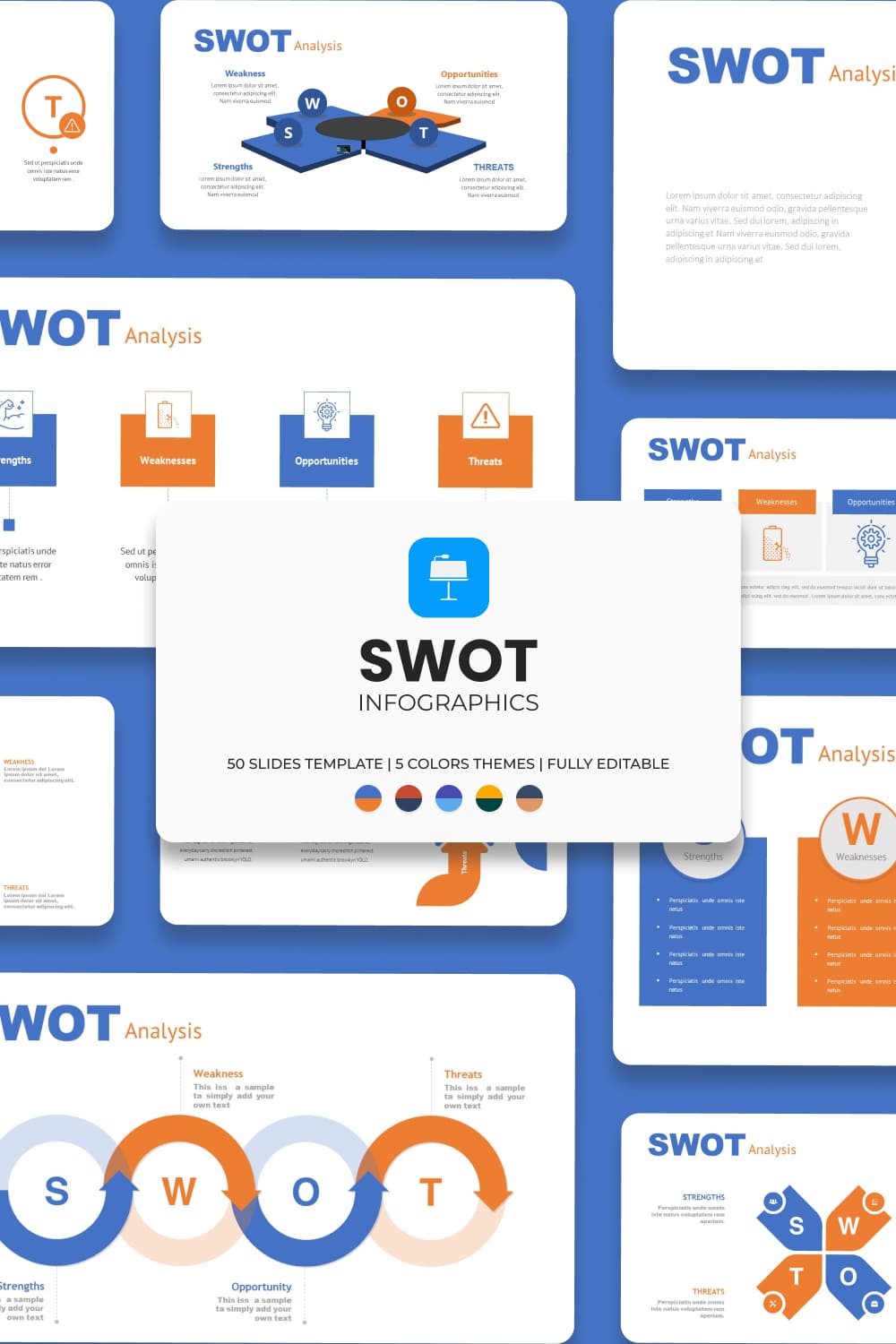 SWOT Analytics Keynote Template: 50 Slides.