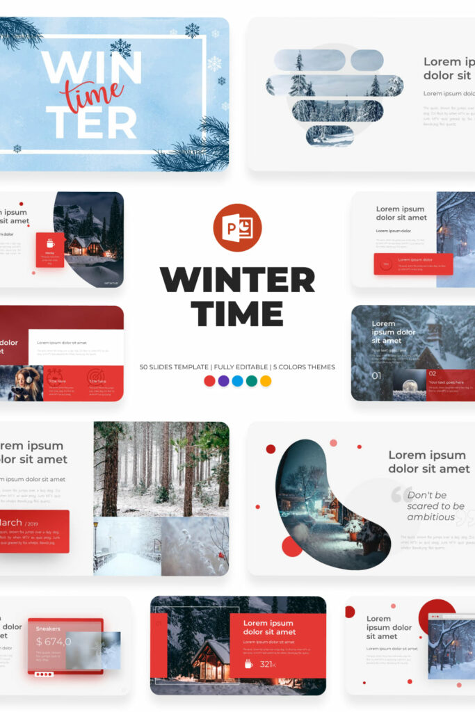 Powerpoint Winter Design Winter Time Powerpoint Template: 50 Slides – MasterBundles