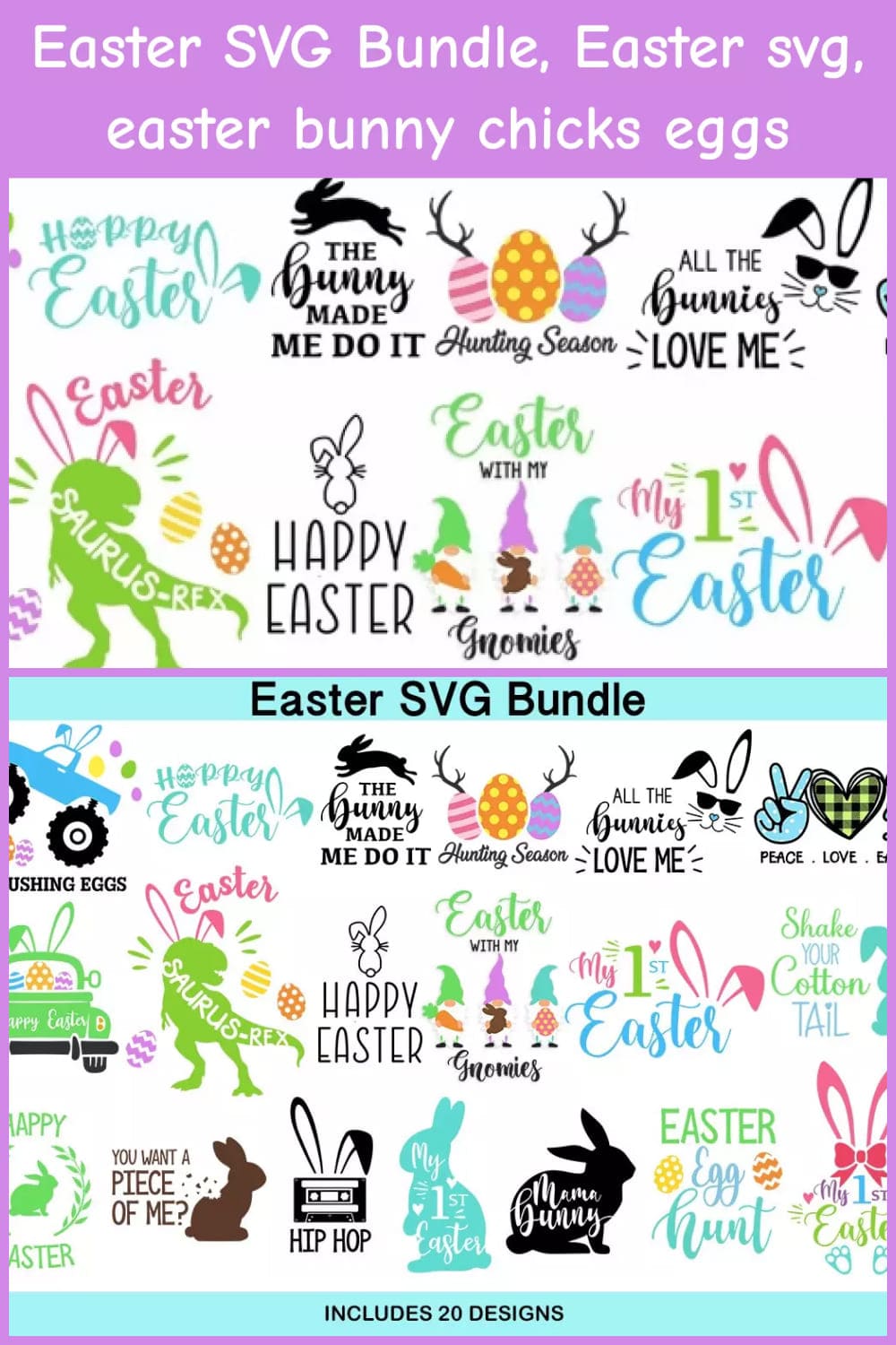 Easter SVG Bundle, Easter SVG, Easter Bunny Chicks Eggs.