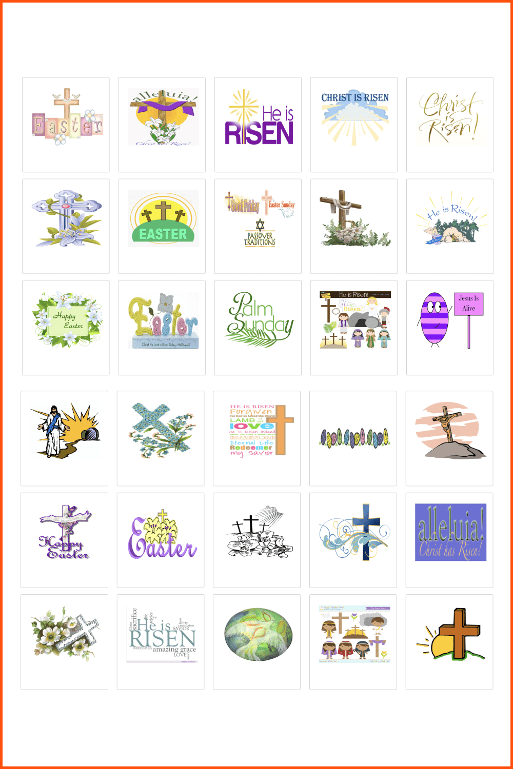 Collection of Spiritual Easter Cliparts.