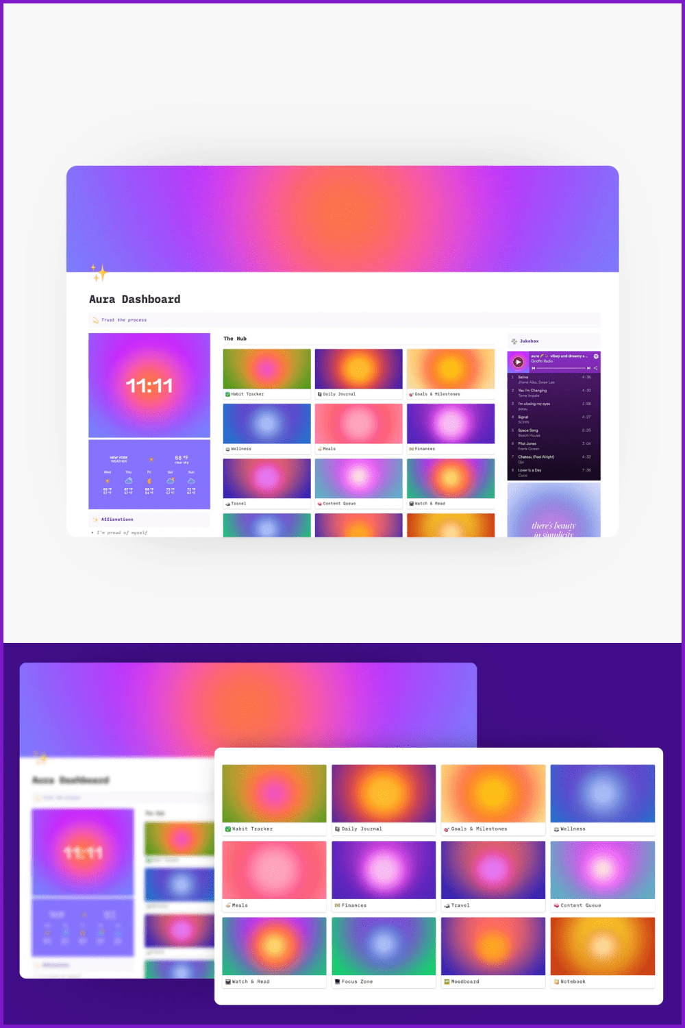 Aura Gradient All-in-One Notion Dashboard.