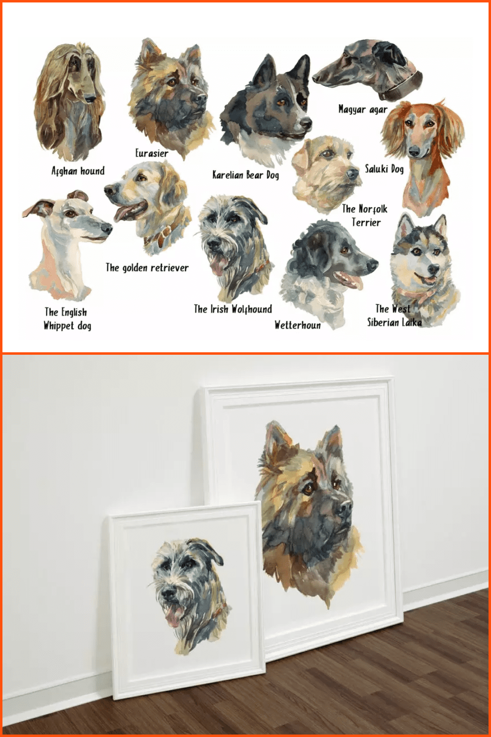 Hunter Dogs Watercolor Set 3.