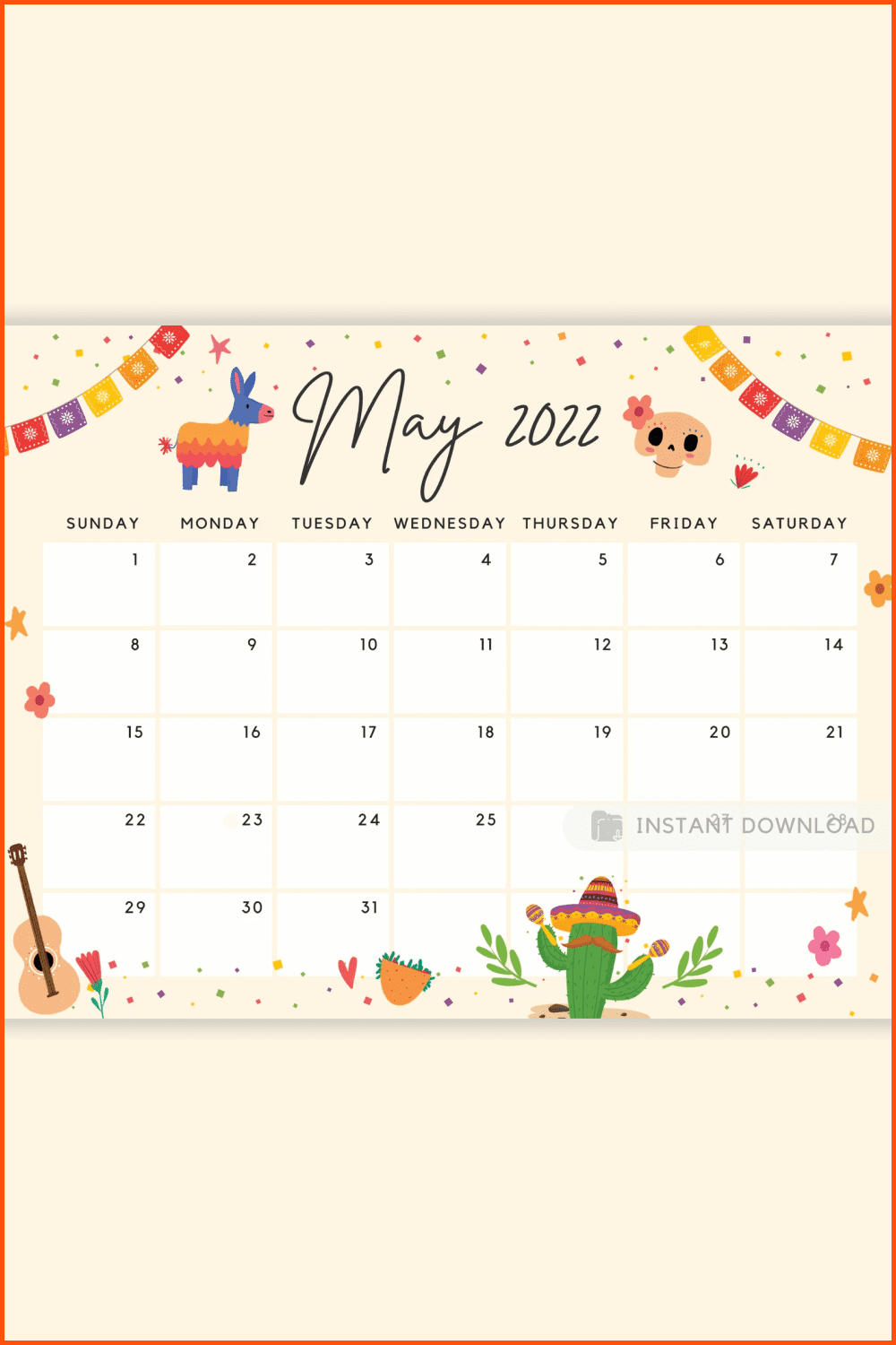 Cinco de Mayo May Calendar.
