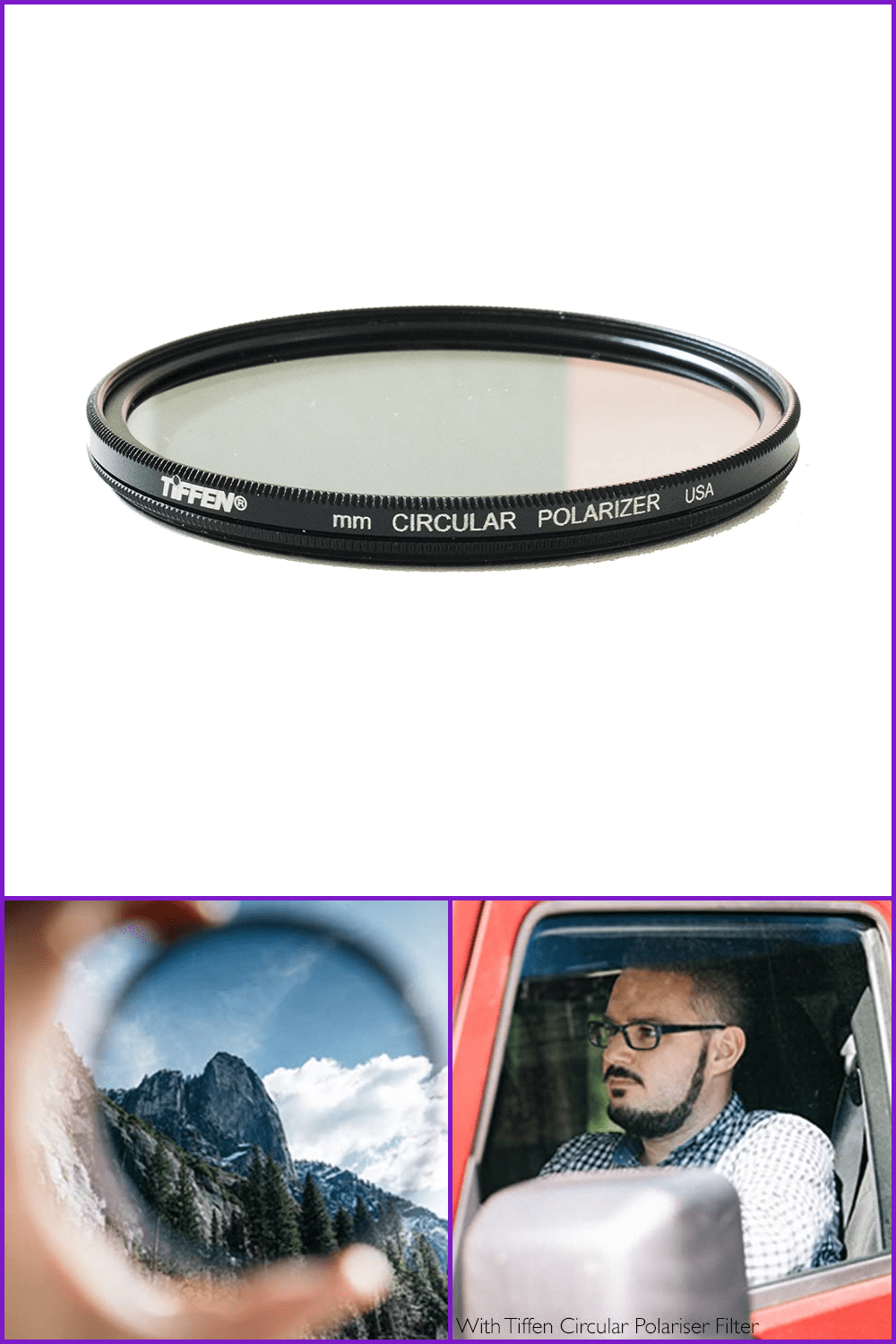 Tiffen 58CP 58MM Circular Polarizer Glass Filter Black.
