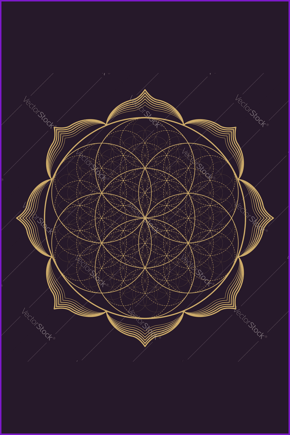 Gold flower mandala on a dark background.