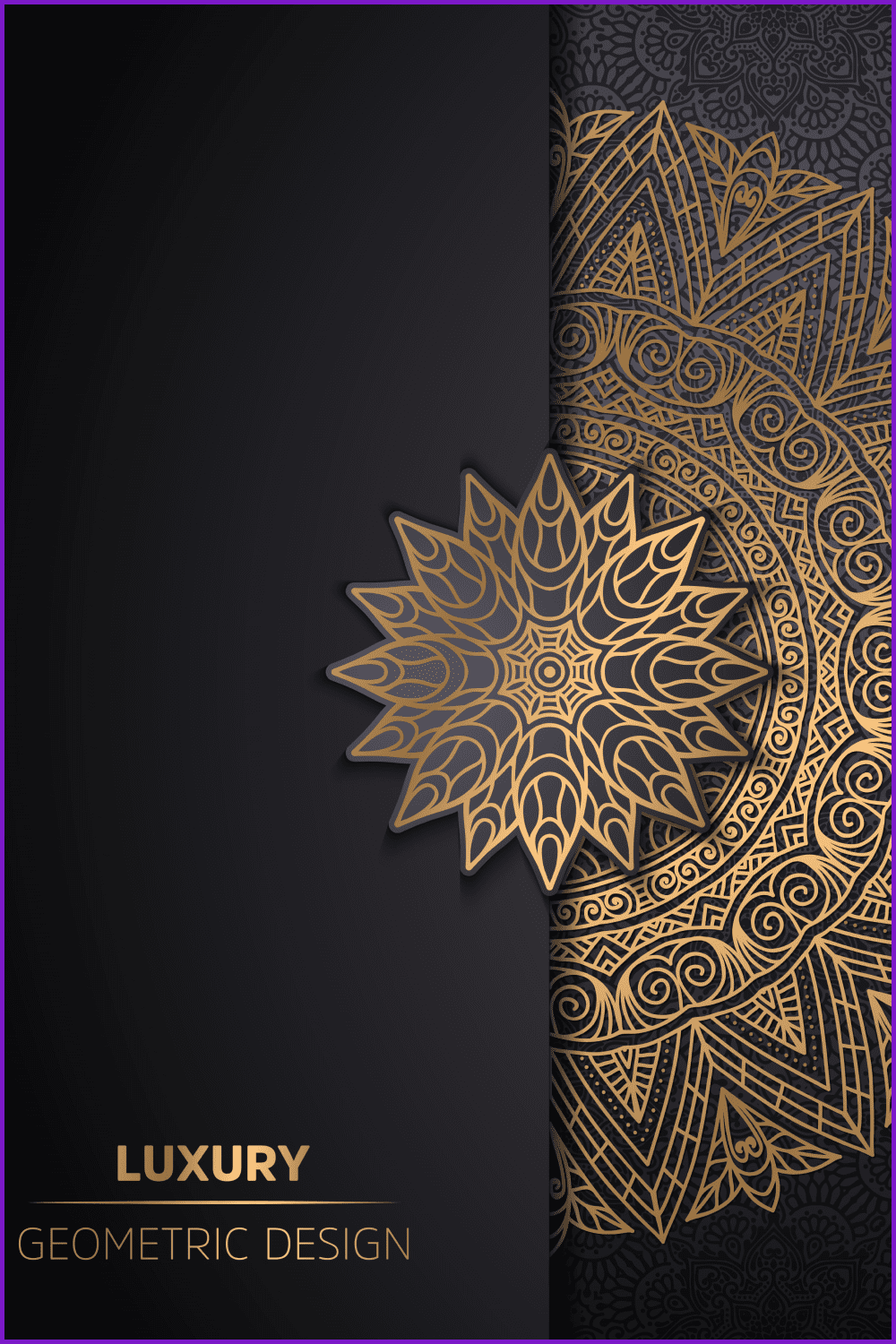 Gold rich looking mandala on black ackground.