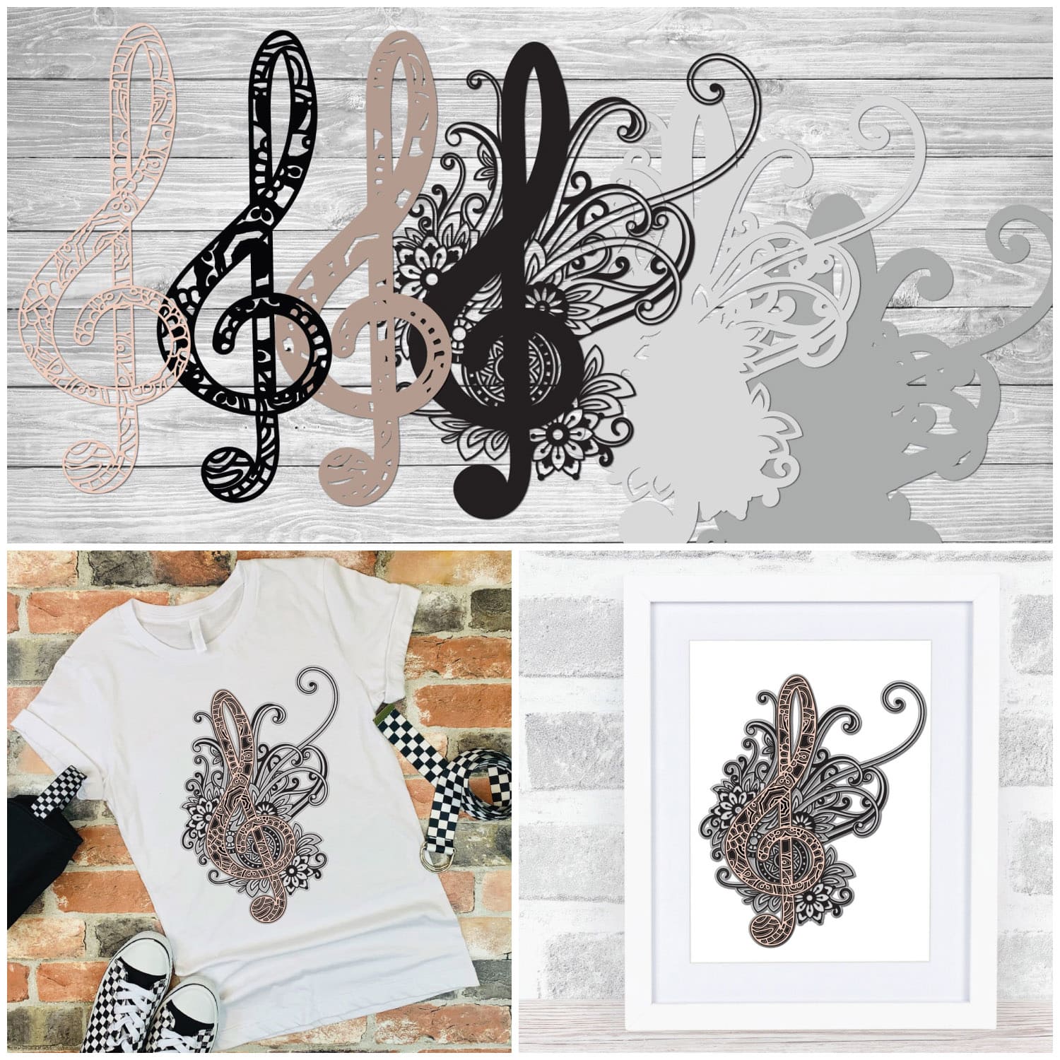 3d Layered Treble Clef SVG | Music Notes SVG | Cut File cover.
