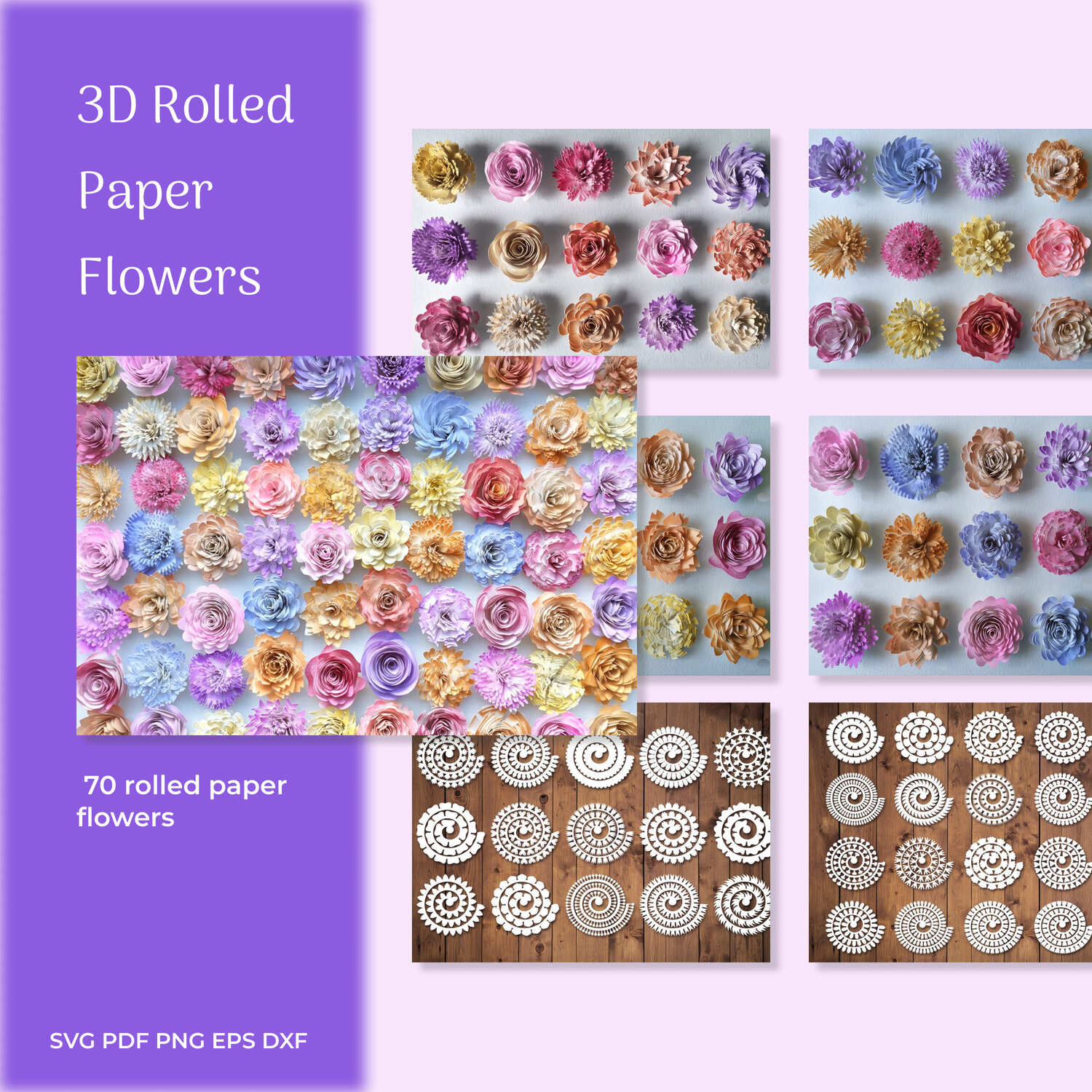 3D Rolled Paper Flowers SVG cover image.