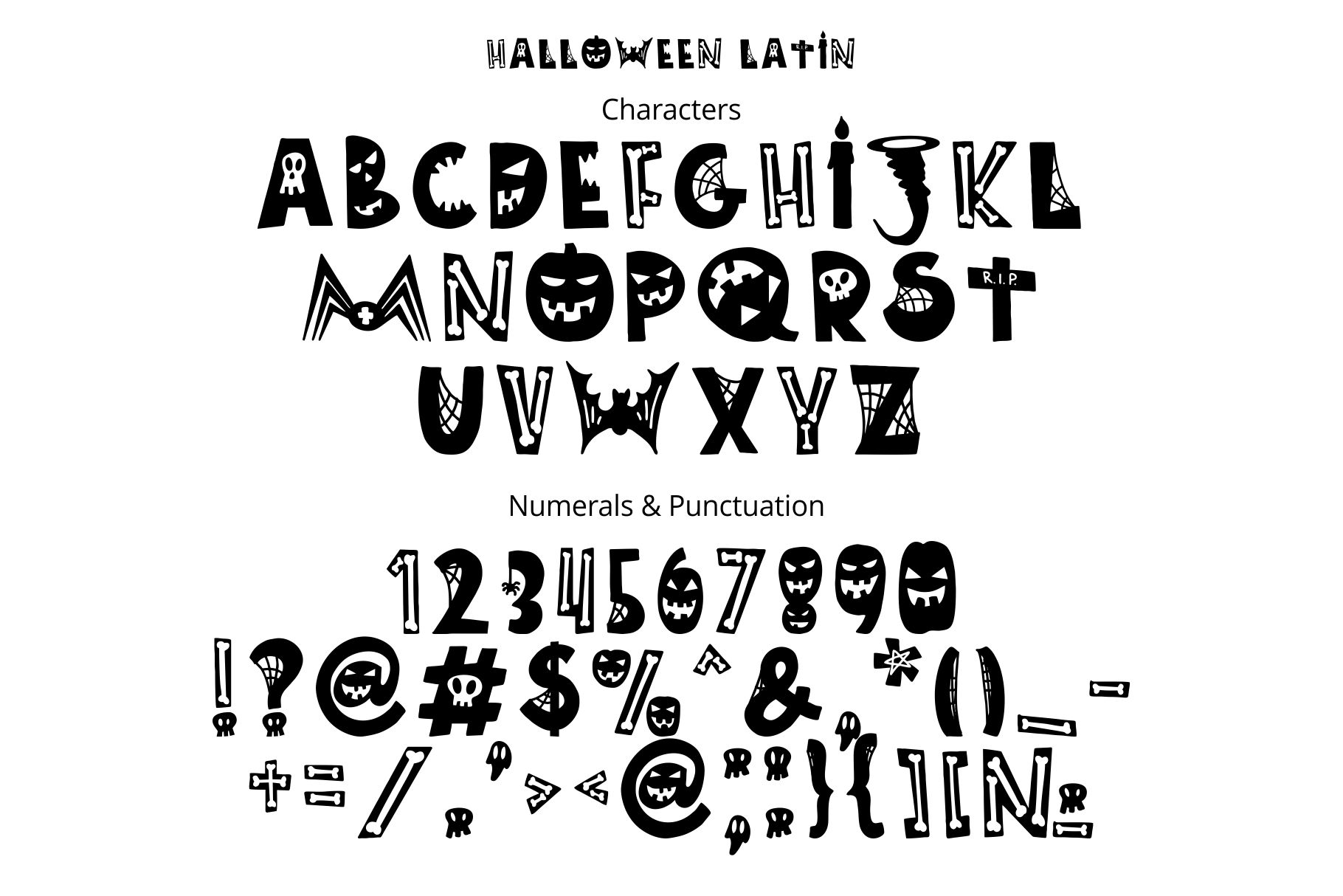 Latin letters in classic version with numerals & punctuation.