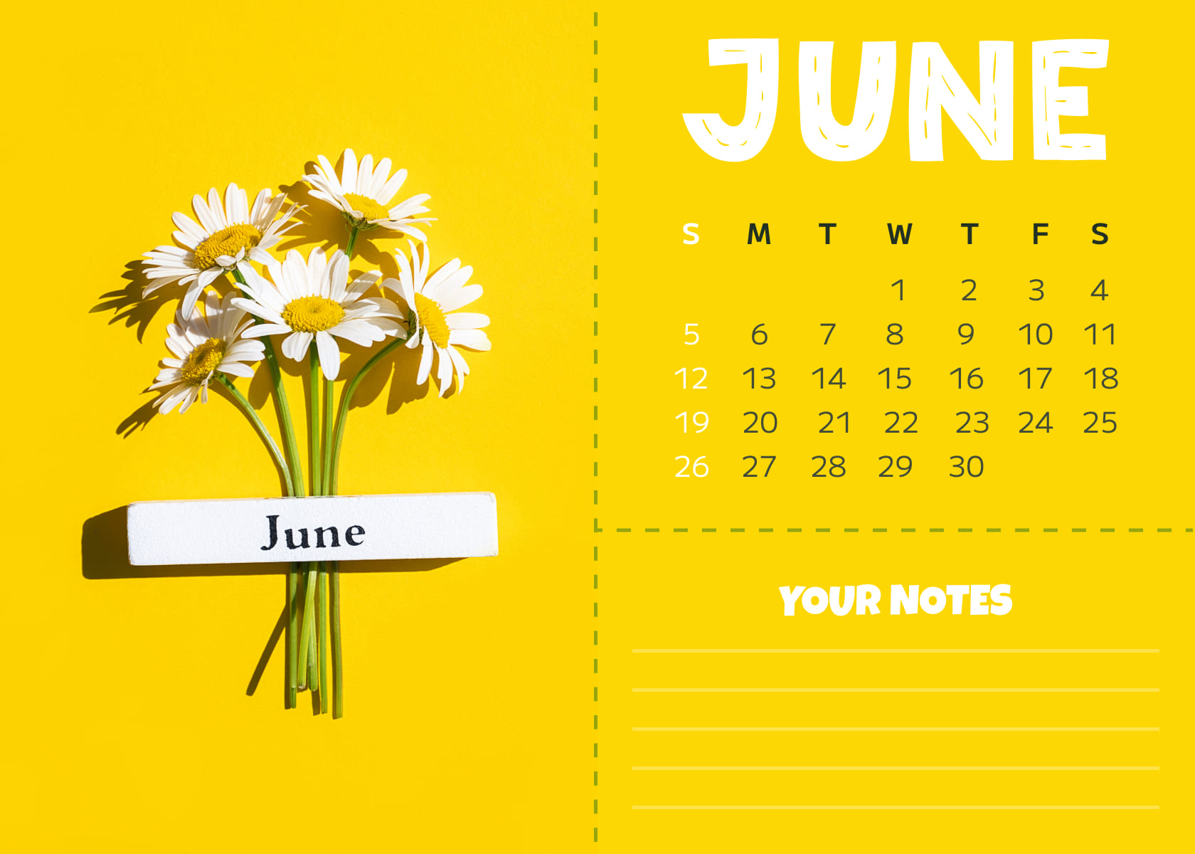 So shining calendar in a yellow.