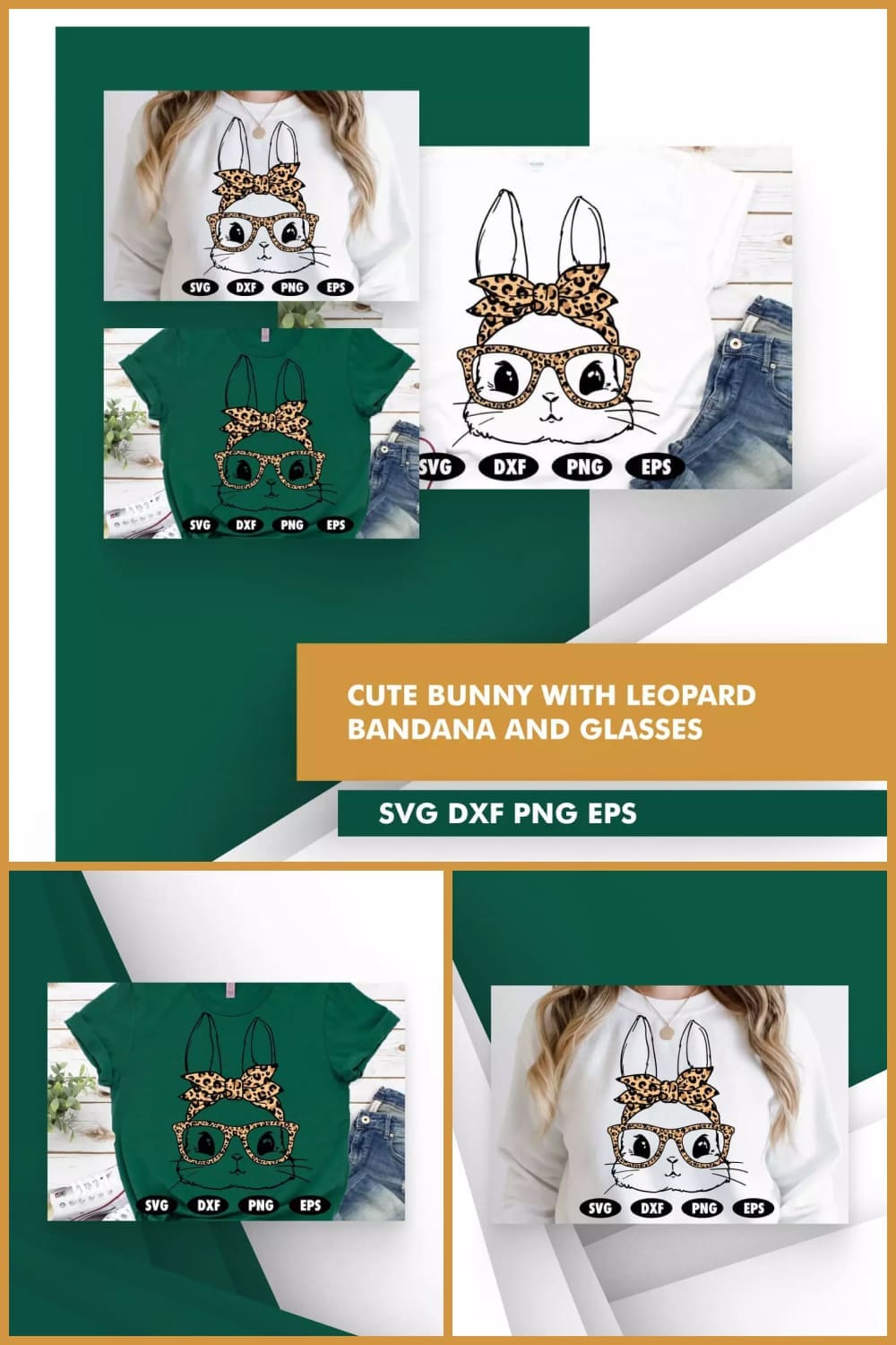 Cute Bunny with Leopard Bandana and Glasses SVG.
