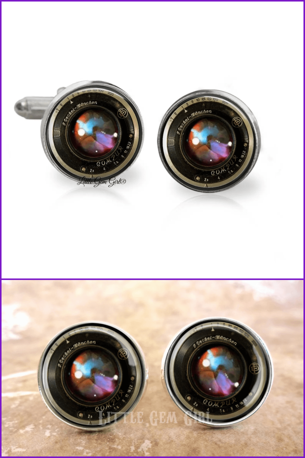 Vintage Camera Lens Cufflinks.