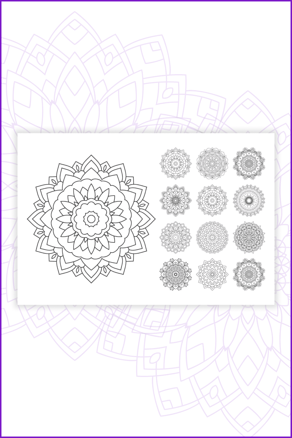 Easy Mandala Flowers Design. Elegant Simple mandala page intricate lines  patterns wall art, invitations, tattoo, designs, basic mandalas Coloring  page Stock Illustration