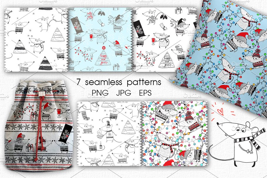 This set includes 7 seamless patterns.