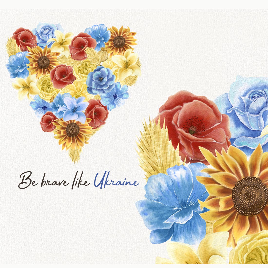 Ukraine Watercolor Flower Collection previews.