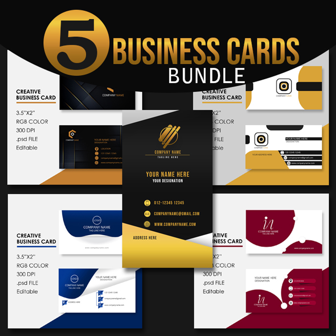 Business cards bundle cover image.