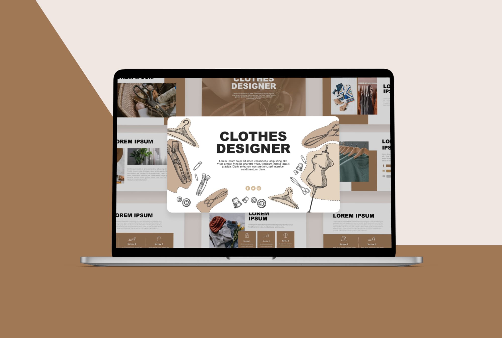 Clothes Designer Fashion Presentation template - laptop.
