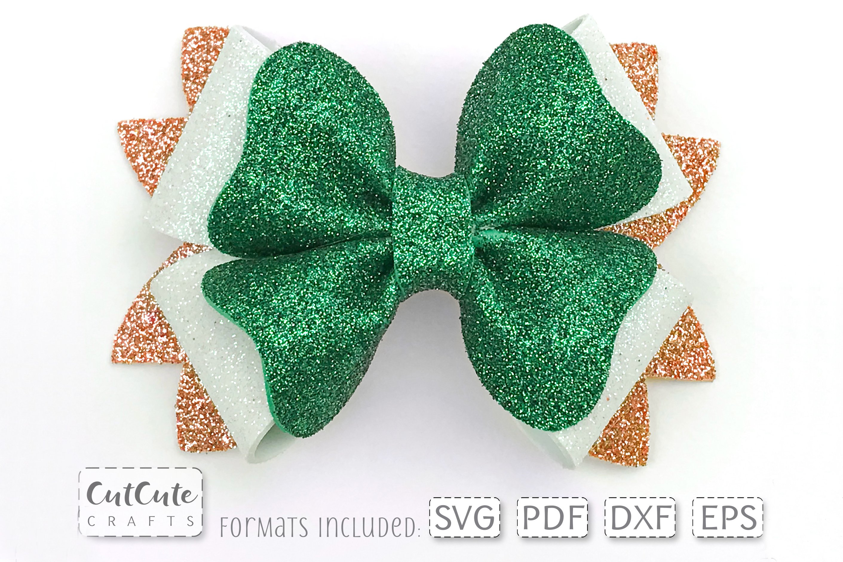Green glitter bow for festive mood.