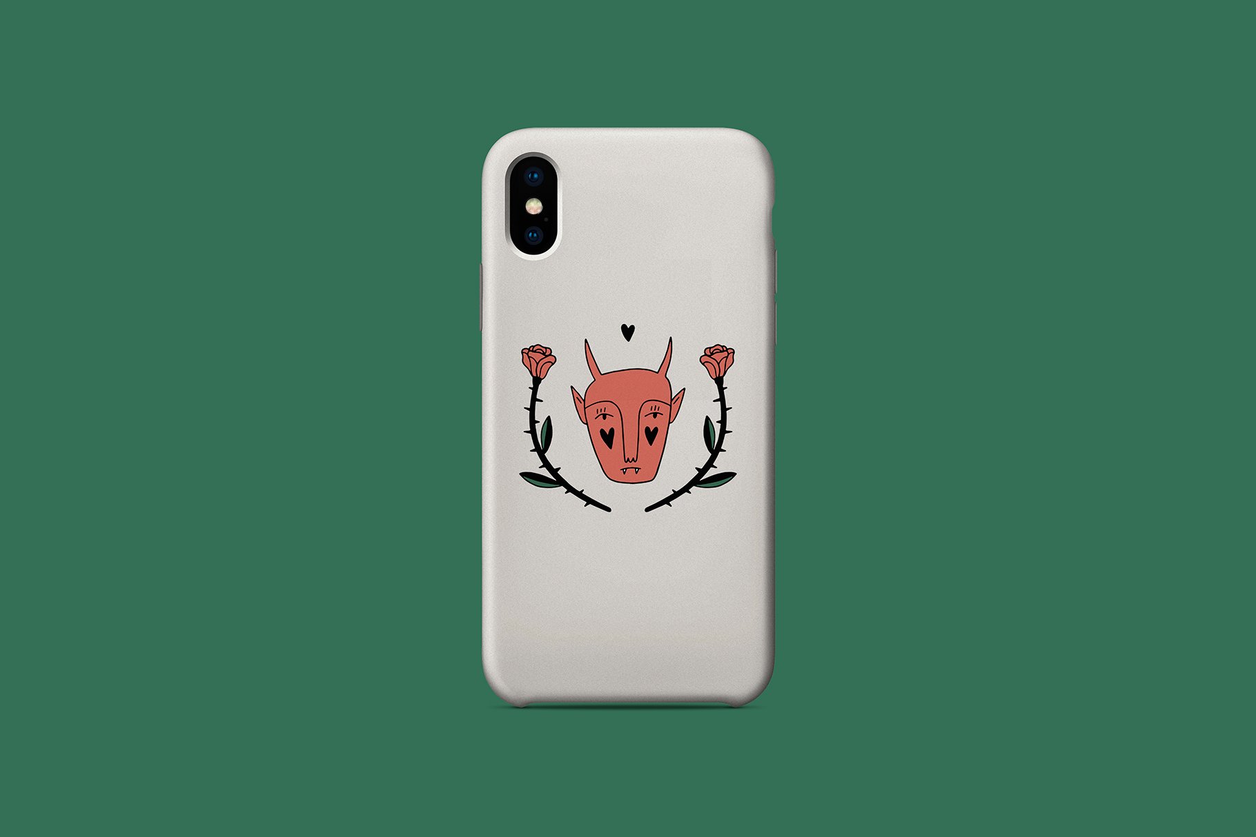 White case with colorful Halloween clipart.