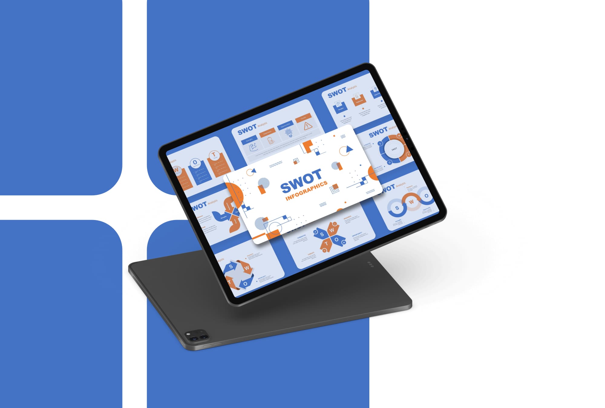 SWOT Analytics Presentation: 50 Slides PPTX, KEY, Google Slides - tablet.