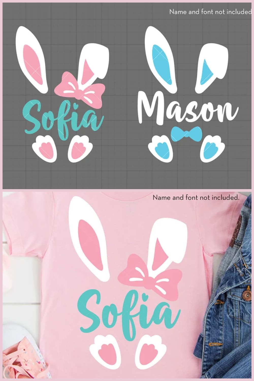 Easter Bunny SVG Rabbit Ears Girl Boy Easter Bunny Split .