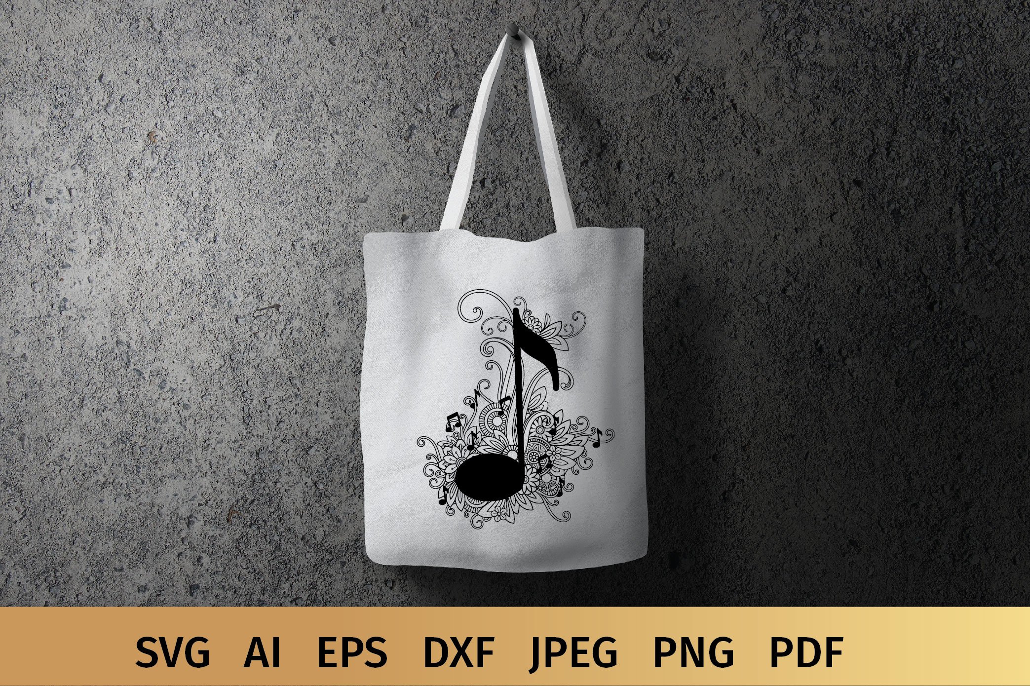 white eco bag with music note.