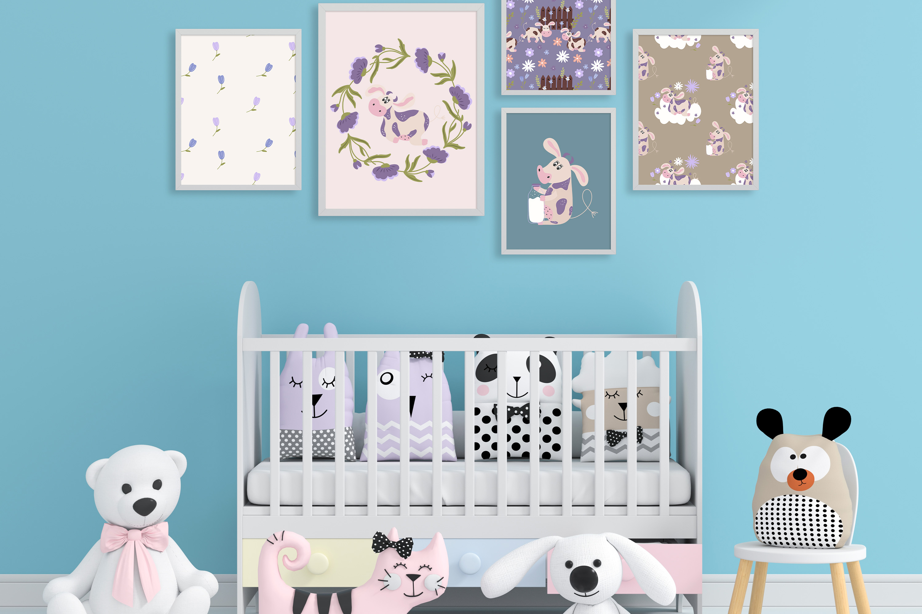 Milky Cows Cute Illustrations in home decor.