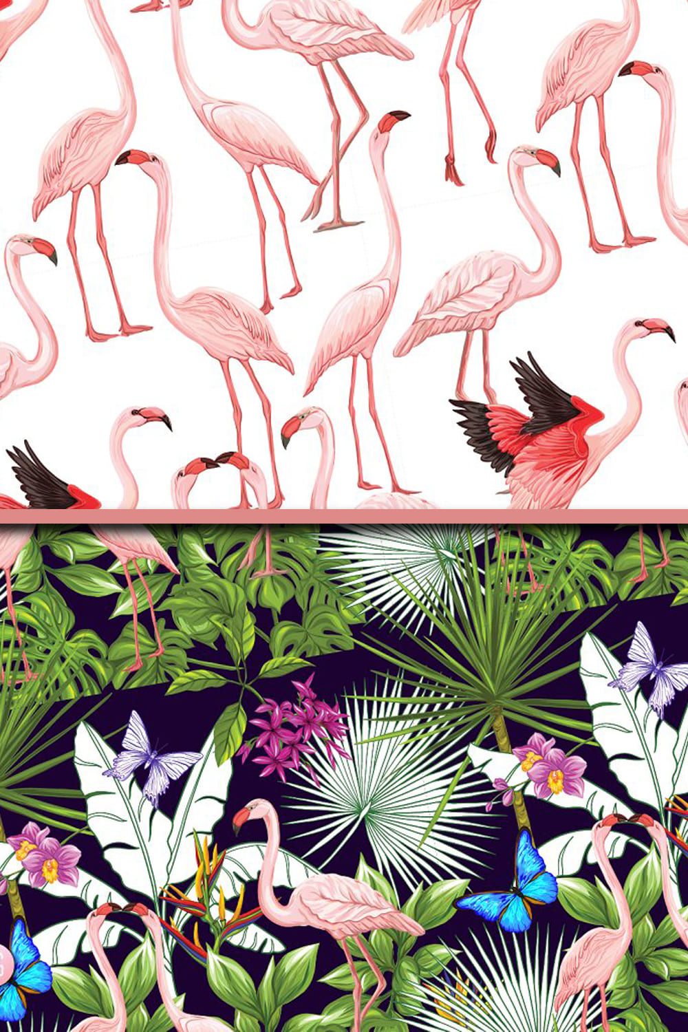 Diverse of flamingo in the pastel colors.