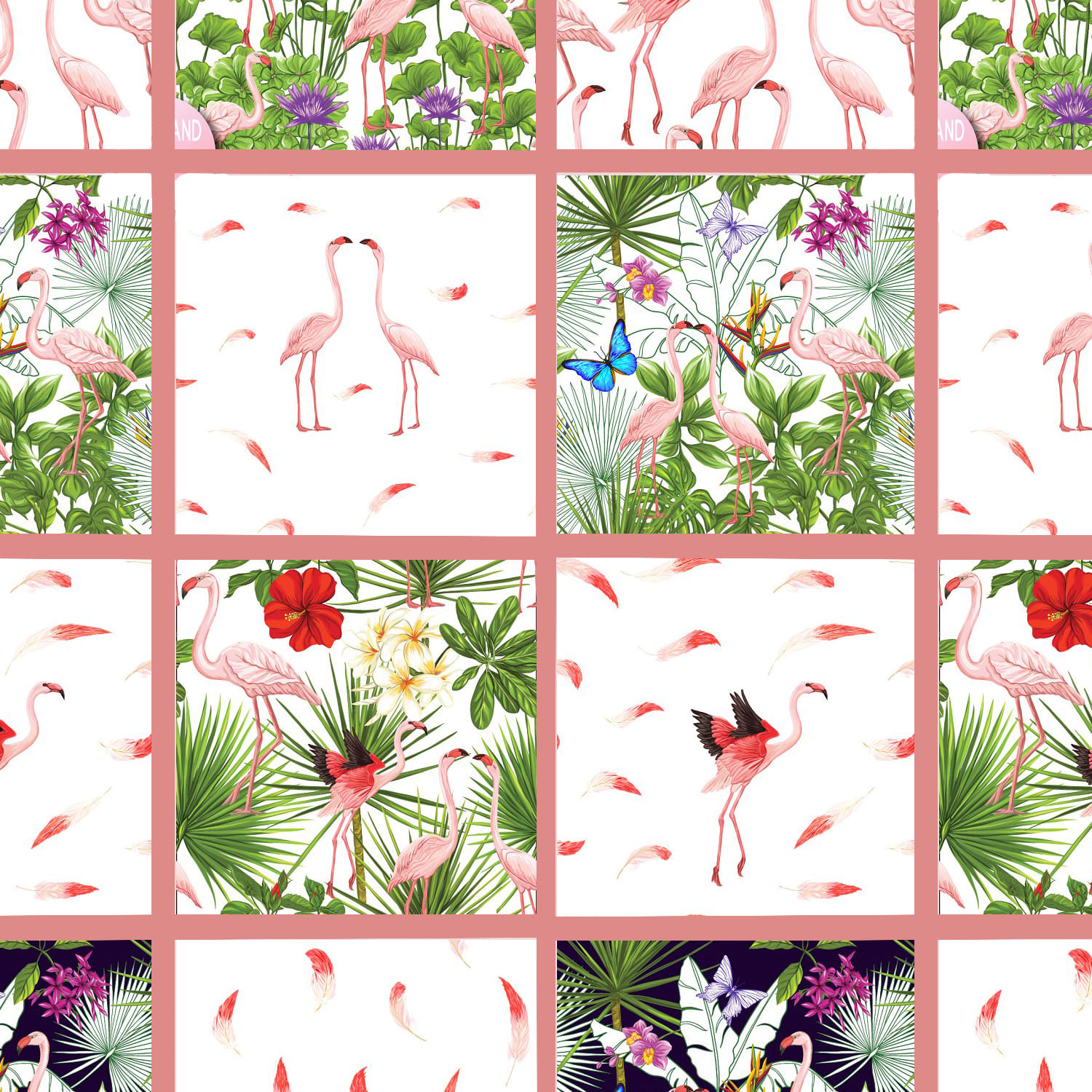 8 Flamingo Seamless Patterns cover.
