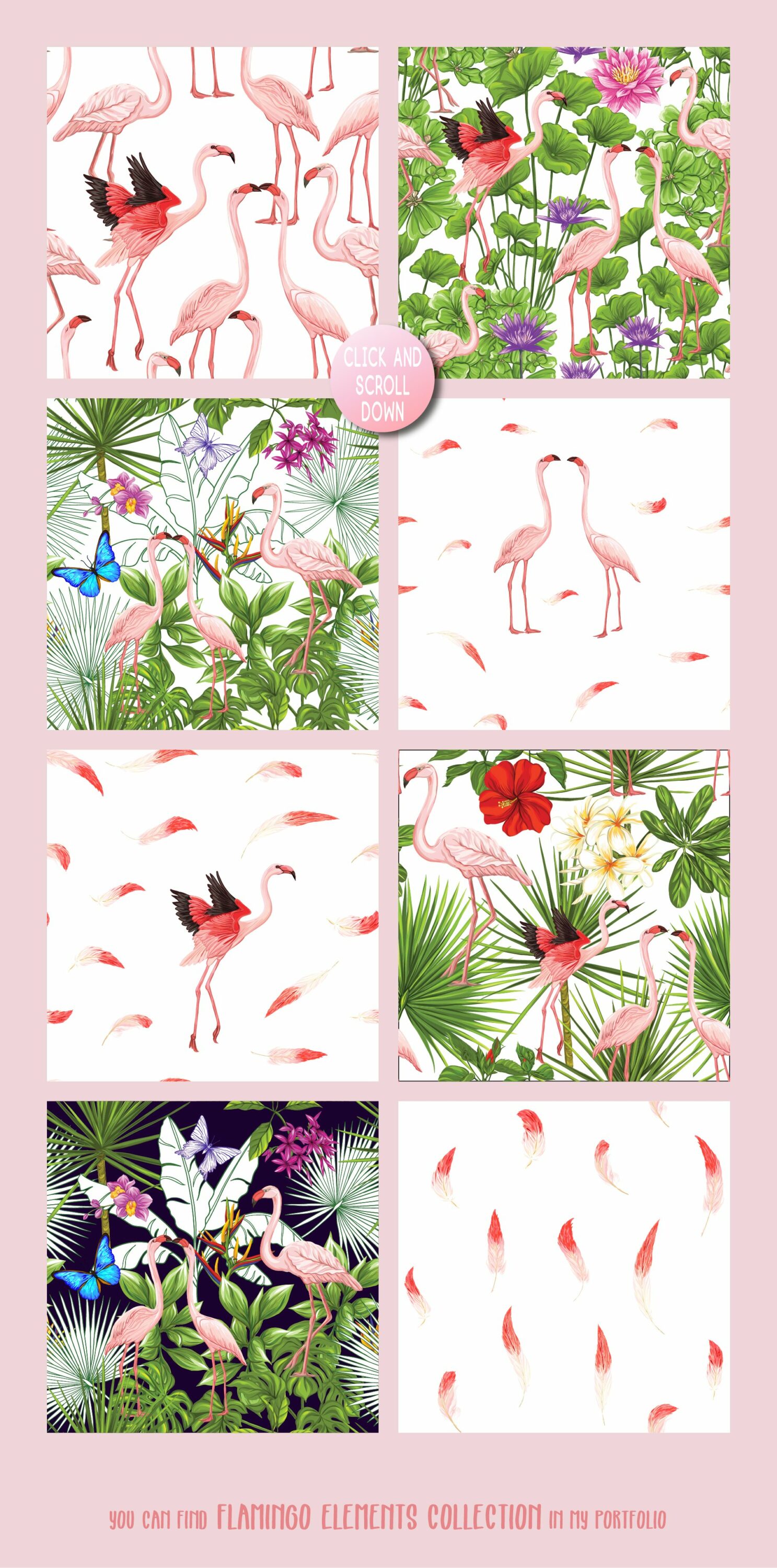 This is a nice flamingo set for your notebook.