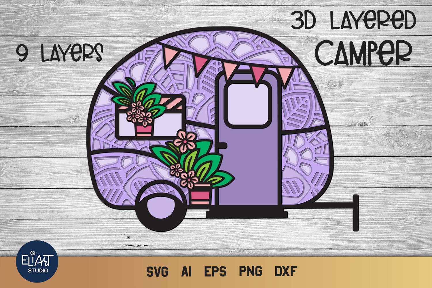 Cover image of 3D Layered SVG Camper.