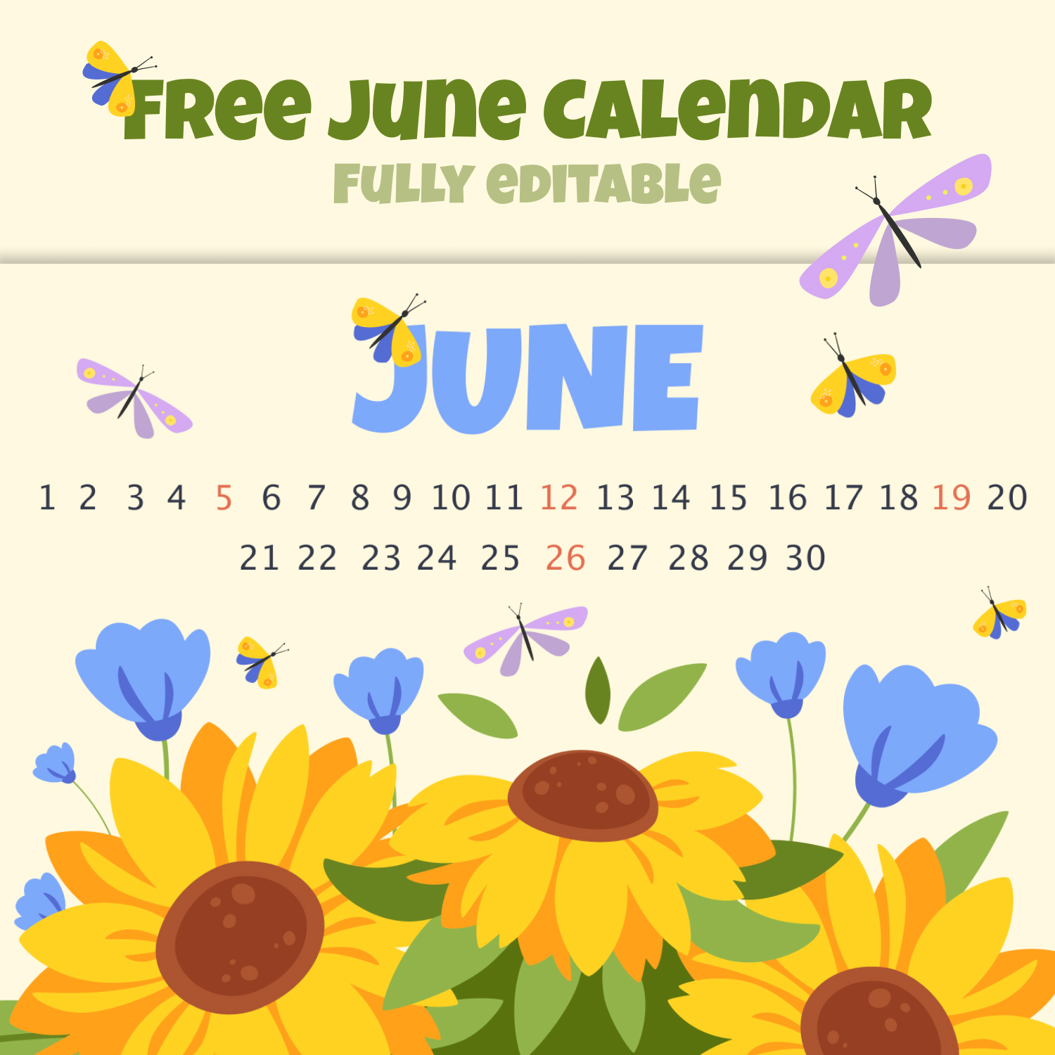 Ukraine Flowers Free June Calendar.