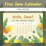 Free Hello June Calendar.