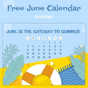 Free June Editable Calendar.