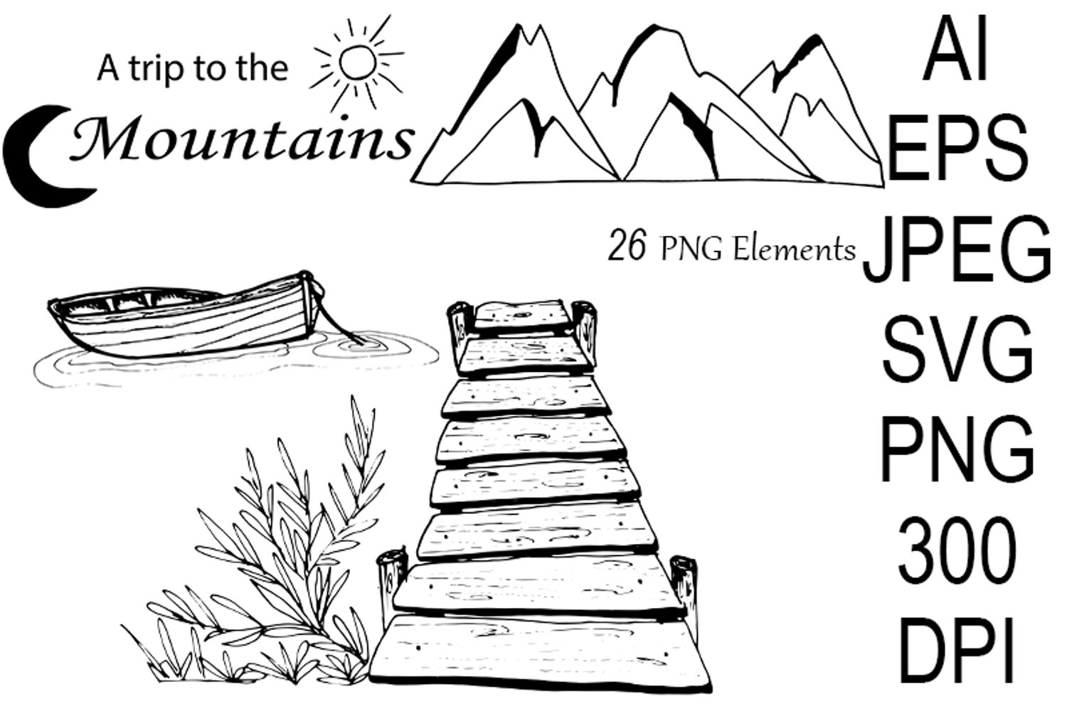 Cover image of Mountains Set SVG.