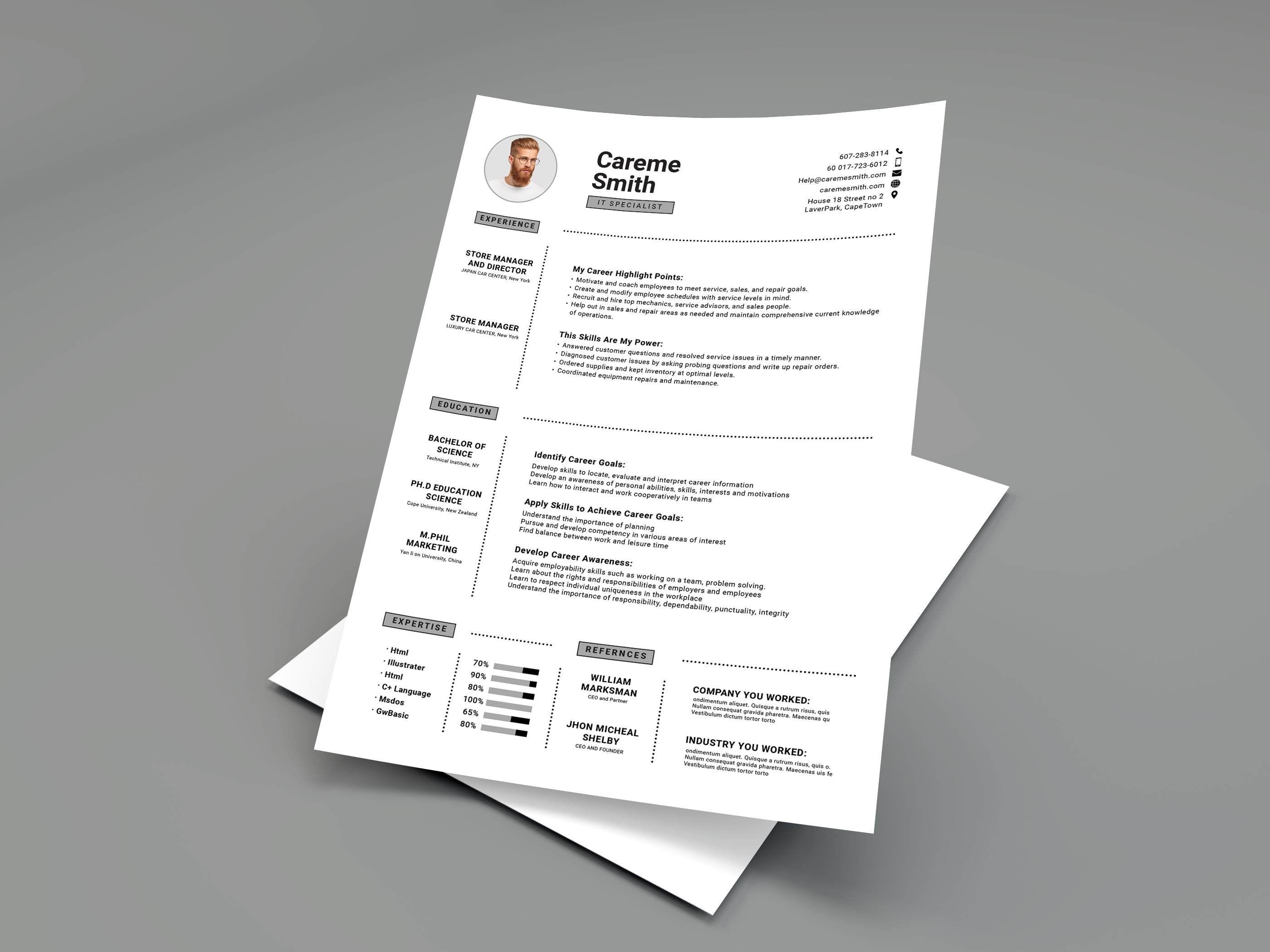 Professional resume template with a simple cover letter.
