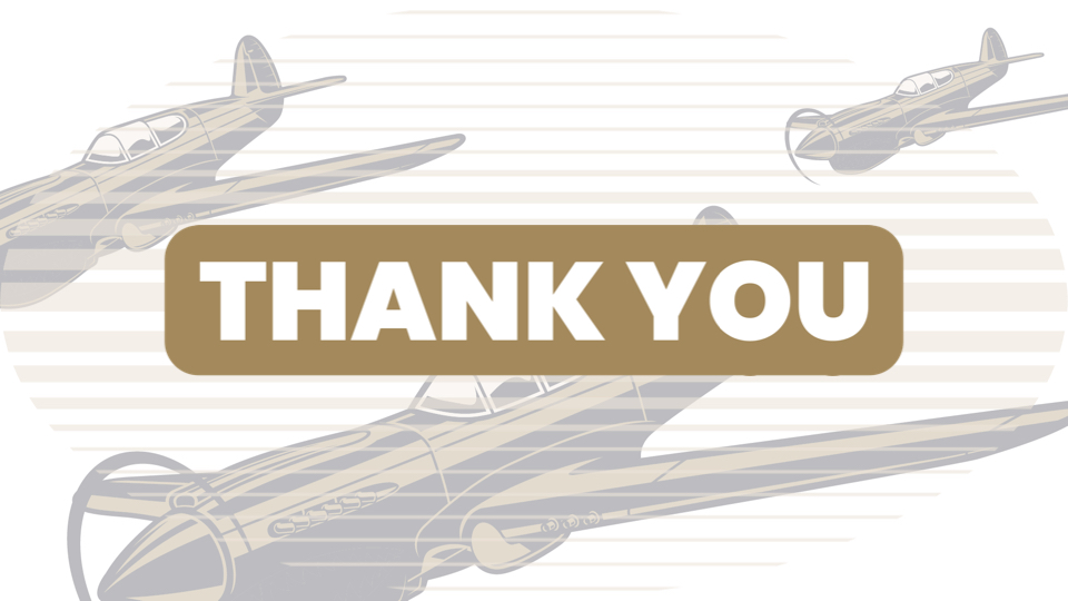 Light slide with an airplane and words of gratitude.