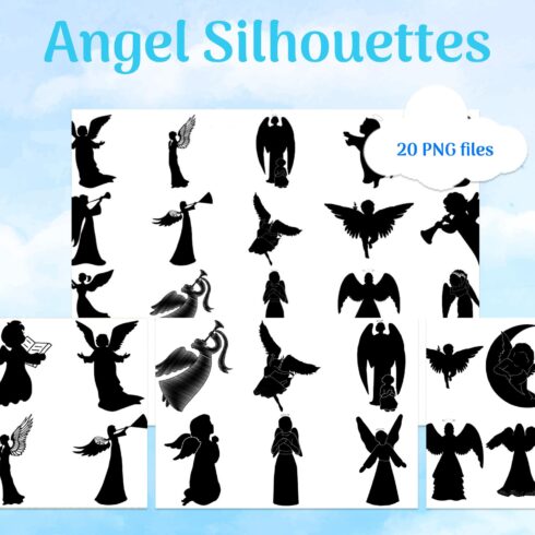 Angel Silhouettes AI EPS PNG main cover.