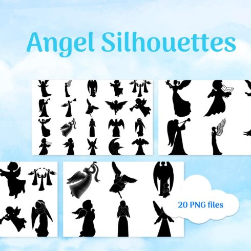 Angel Silhouettes AI EPS PNG cover image.