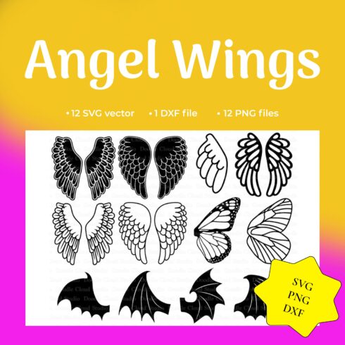 Angel Wings SVG, Bat Wings SVG. main cover.