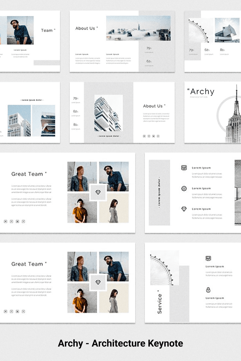 White and grey template for architectural topics.