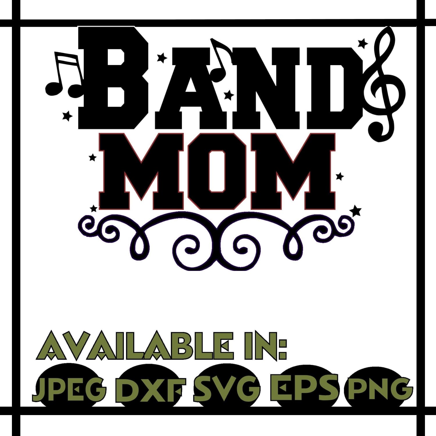Band svg SVG DXF JPEG Silhouette Cameo Cricut Marching Band mom svg iron on Music notes svg.